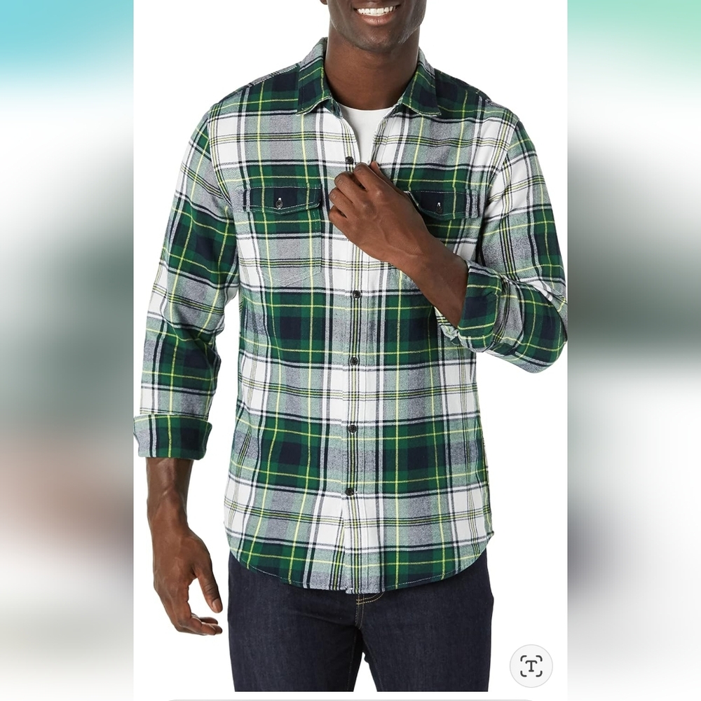New Amazon Essentials Men's Slim-Fit Long-Sleeve Two-Pocket Flannel Shirt